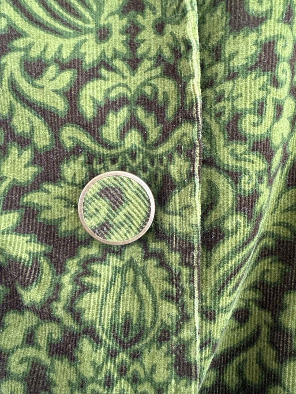 Talbots Vintage Olive Green Patterned Velvet Blazer Womens size 12P cotton - Picture 4 of 7